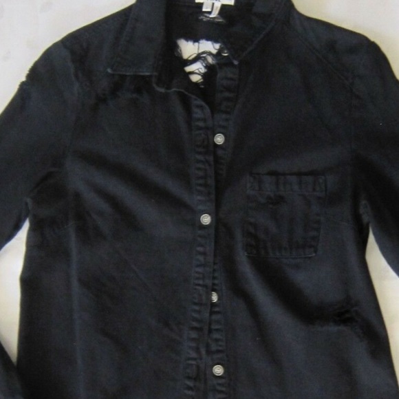 NWT Paige distressed denim button down shirt - Picture 2 of 4